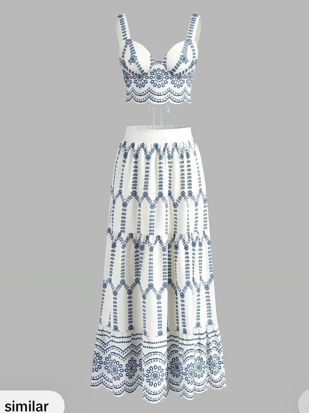 NWT Commense Printed Sleeveless Tie Back Skirt Set, Size M - Picture 2 of 9